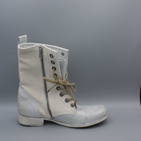 Diesel White Leather Boots Women Size 6/7 - Picture 4 of 11